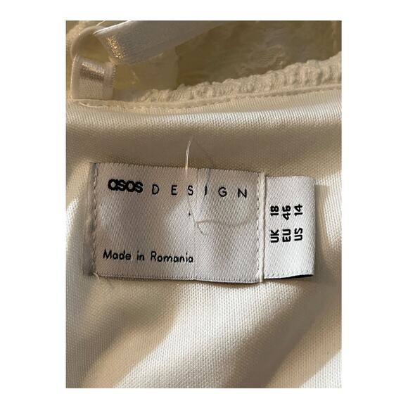 ASOS Design dress strappy textured minidress white size 14 - Picture 6 of 8